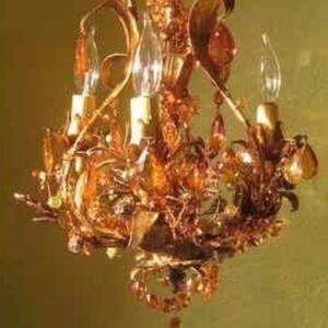 Elegant Gold and Amber Chandelier